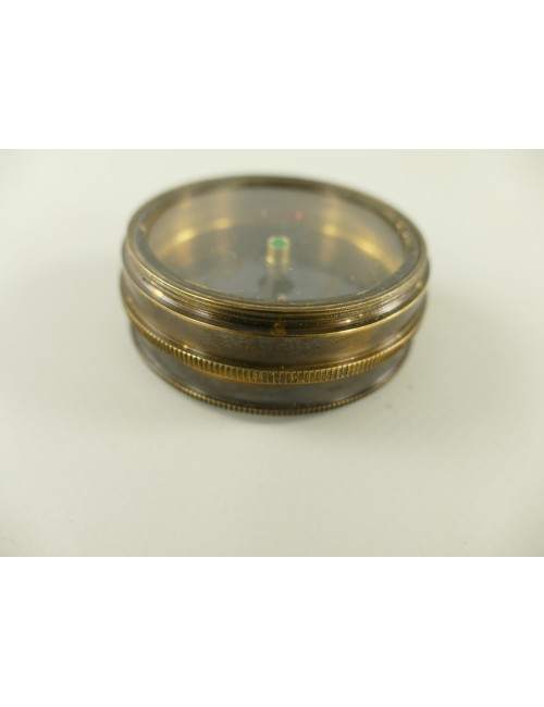Decorative Antiqued Brass Compass in Leather Case, Ø 6 cm