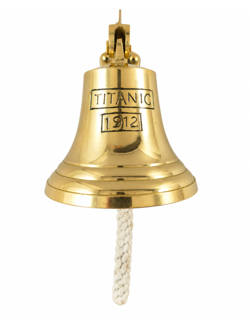 Brass Bell with TITANIC 1912 Motif, H 15 cm / Ø 12 cm