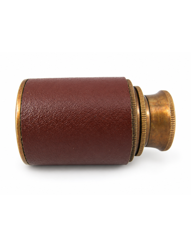 Decorative Antiqued Brass Spyglass with Leather Detail, L 6/11 cm