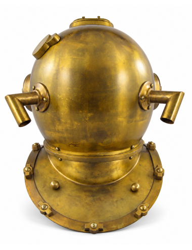 Decorative Antiqued Brass Diving Helmet, 47 × 50 cm