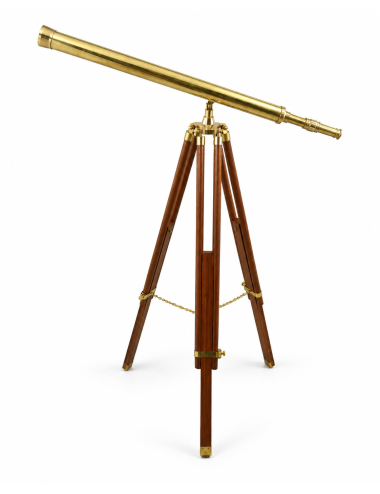 Decorative Brass Telescope on Wooden Tripod, H 105 cm