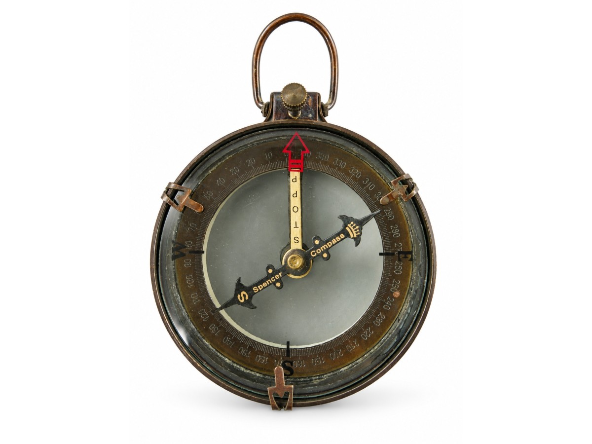 Decorative Antiqued Brass Compass, 11 × 8 cm