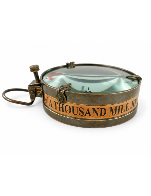 Decorative Antiqued Brass Compass, 11 × 8 cm