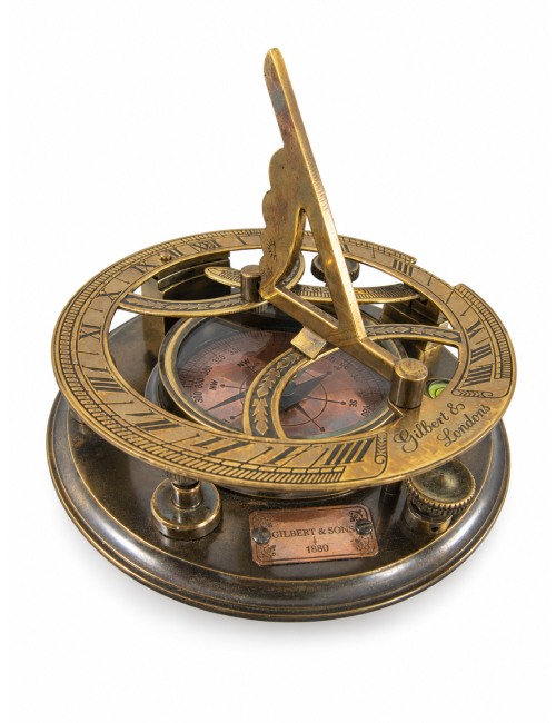 Decorative Antiqued Brass Compass, 13 × 11 cm