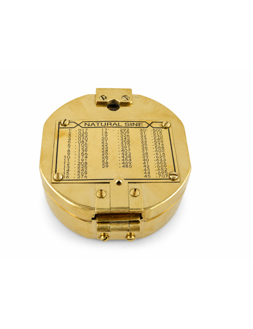 Decorative Brass Sighting Compass in Wooden Box, Ø 8 cm
