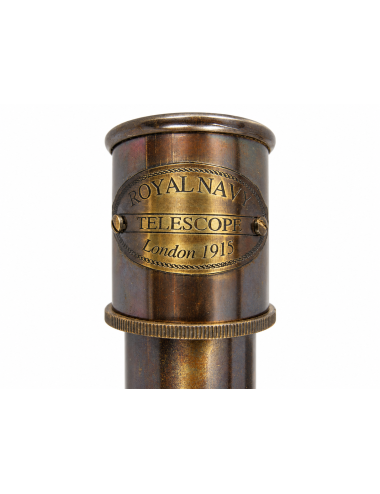 Decorative Antiqued Brass Spyglass in Wooden Box, L 16 × 7 cm