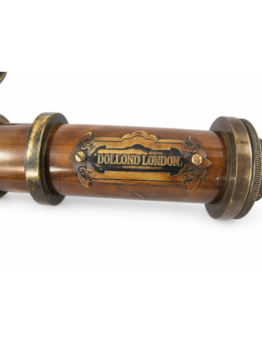 Decorative Antiqued Brass Spyglass in Leather Case, L 19 × 7 cm
