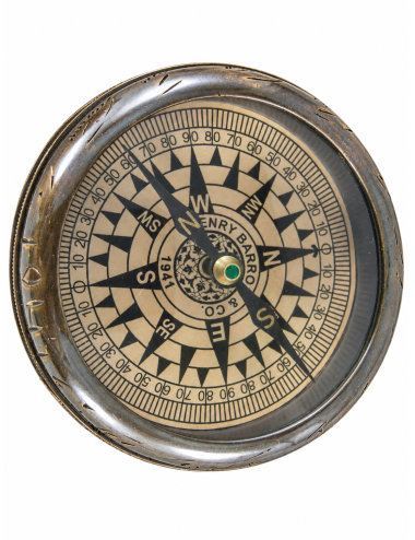 Decorative Antiqued Brass Compass, 9 × 3 cm