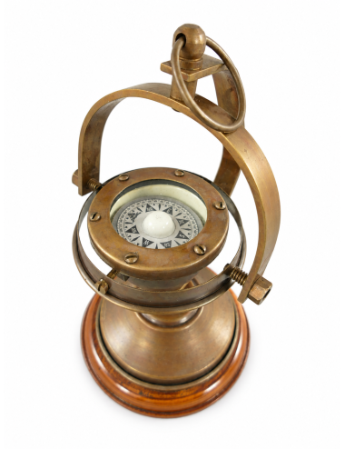 Decorative Antiqued Brass Compass, 12 × 20 cm
