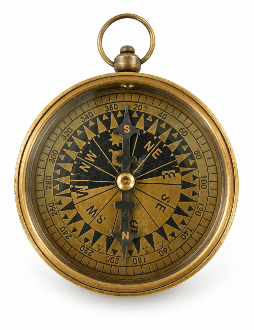 Decorative Antiqued Brass Compass, Ø 7 cm