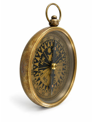 Decorative Antiqued Brass Compass, Ø 7 cm