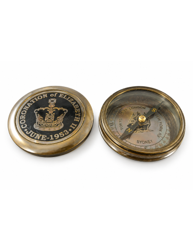 Decorative Antiqued Brass Compass, 8 × 2 cm