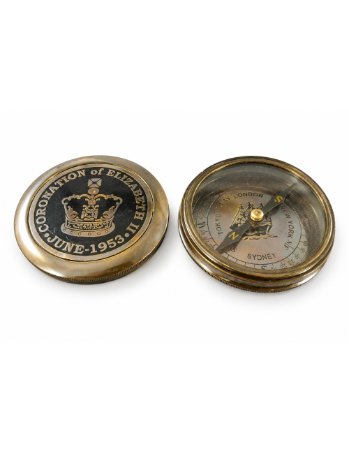 Decorative Antiqued Brass Compass, 8 × 2 cm