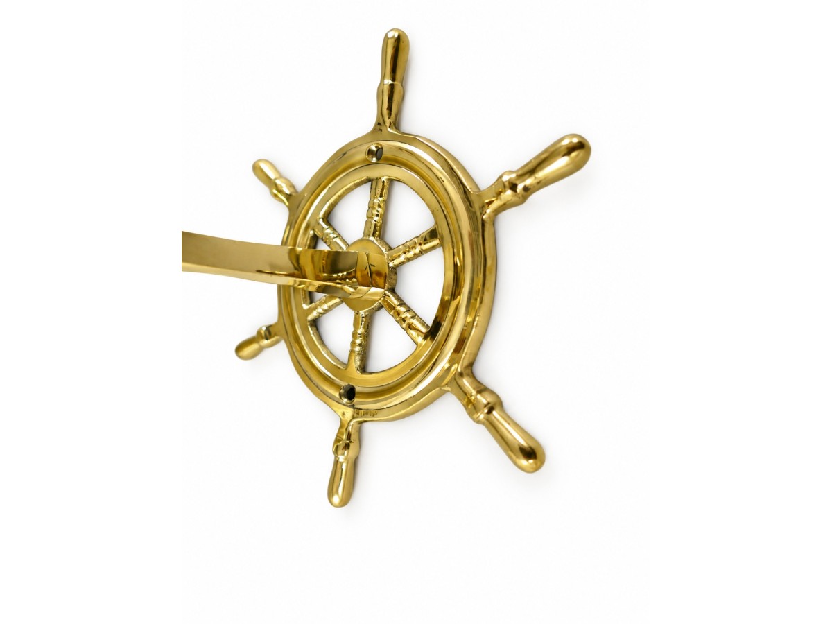 Brass Bell with Ship’s Wheel Motif, H 20 cm