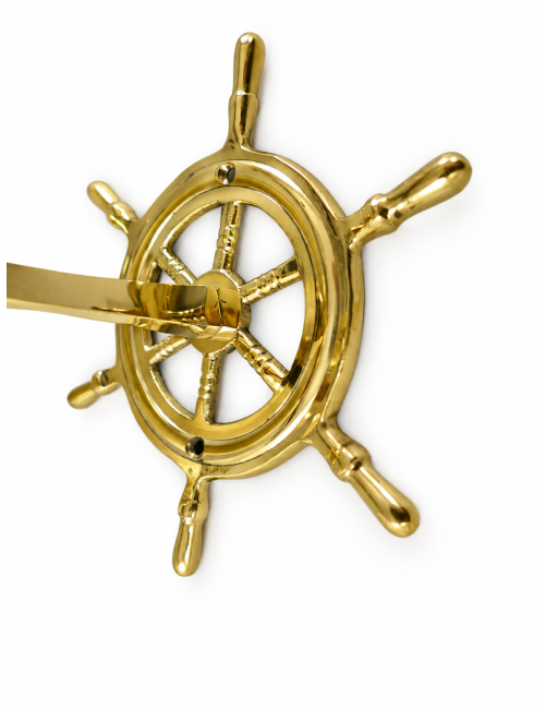 Brass Bell with Ship’s Wheel Motif, H 20 cm
