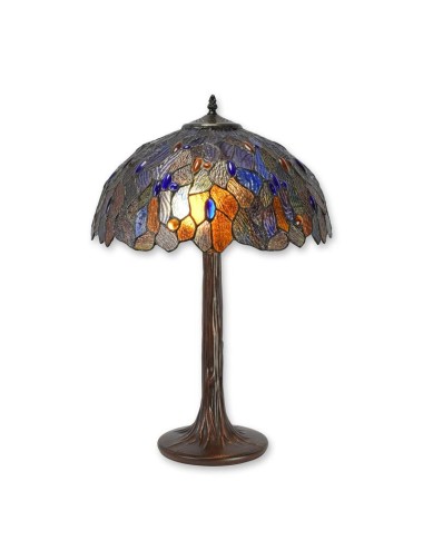Vitrážová stolní lampa s vážkami, 60 cm