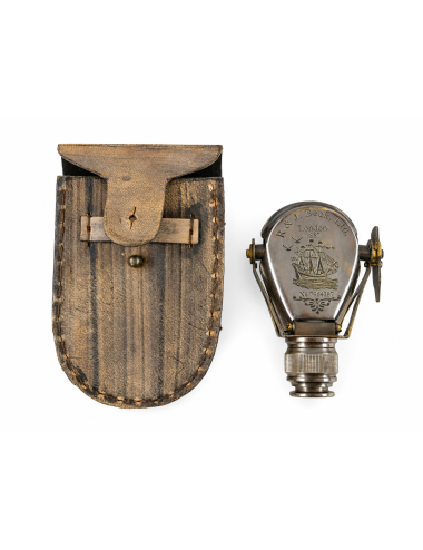 Decorative Antiqued Brass Spyglass in Leather Case, L 10 cm