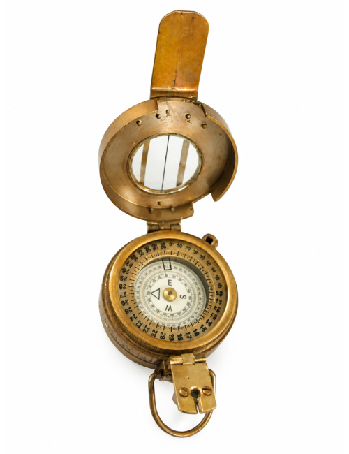 Decorative Antiqued Brass Compass with Case, 12 × 12 cm