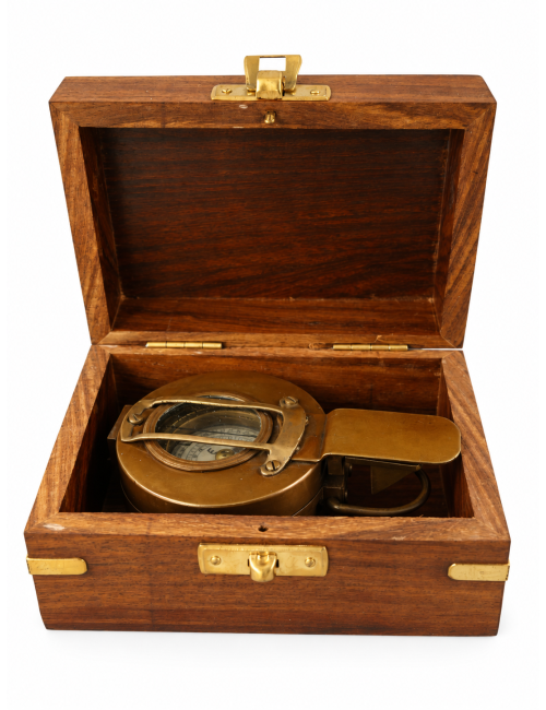 Decorative Antiqued Brass Compass with Case, 12 × 12 cm
