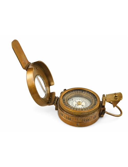 Decorative Antiqued Brass Compass with Case, 12 × 12 cm