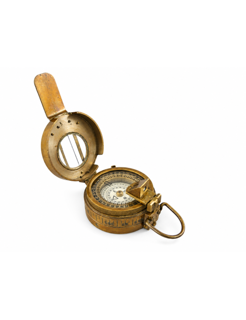 Decorative Antiqued Brass Compass with Case, 12 × 12 cm