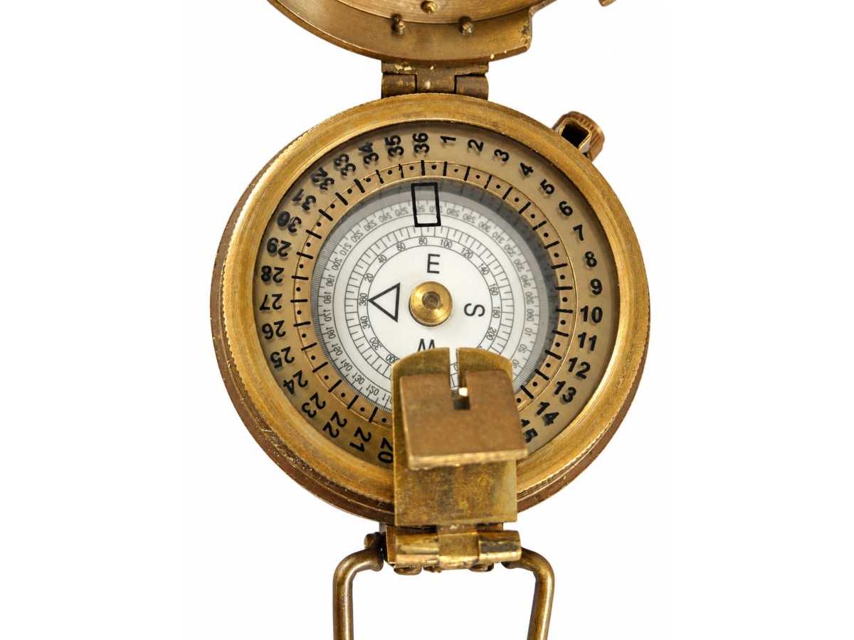 Decorative Antiqued Brass Compass with Case, 12 × 12 cm