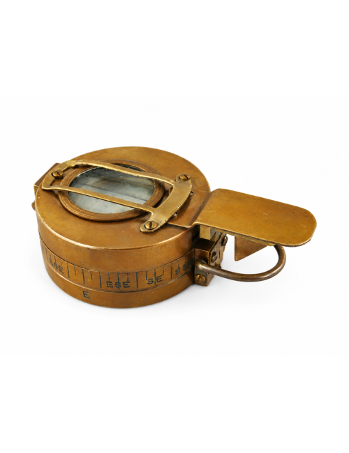 Decorative Antiqued Brass Compass with Case, 12 × 12 cm