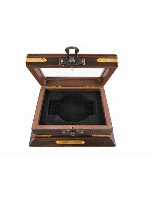 Decorative Antiqued Brass Compass with Case, L 12 × 5 cm