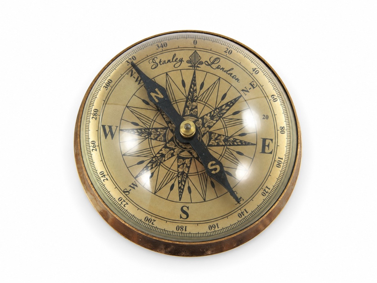 Decorative Antiqued Brass Compass, Ø 12 cm
