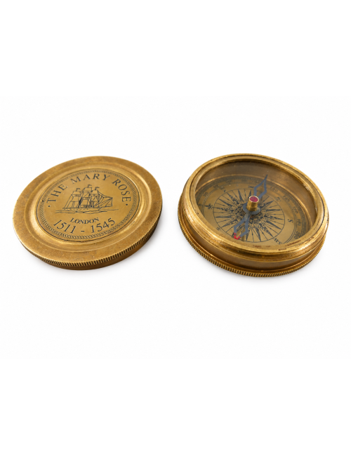 Decorative Antiqued Brass Compass, Ø 6 cm