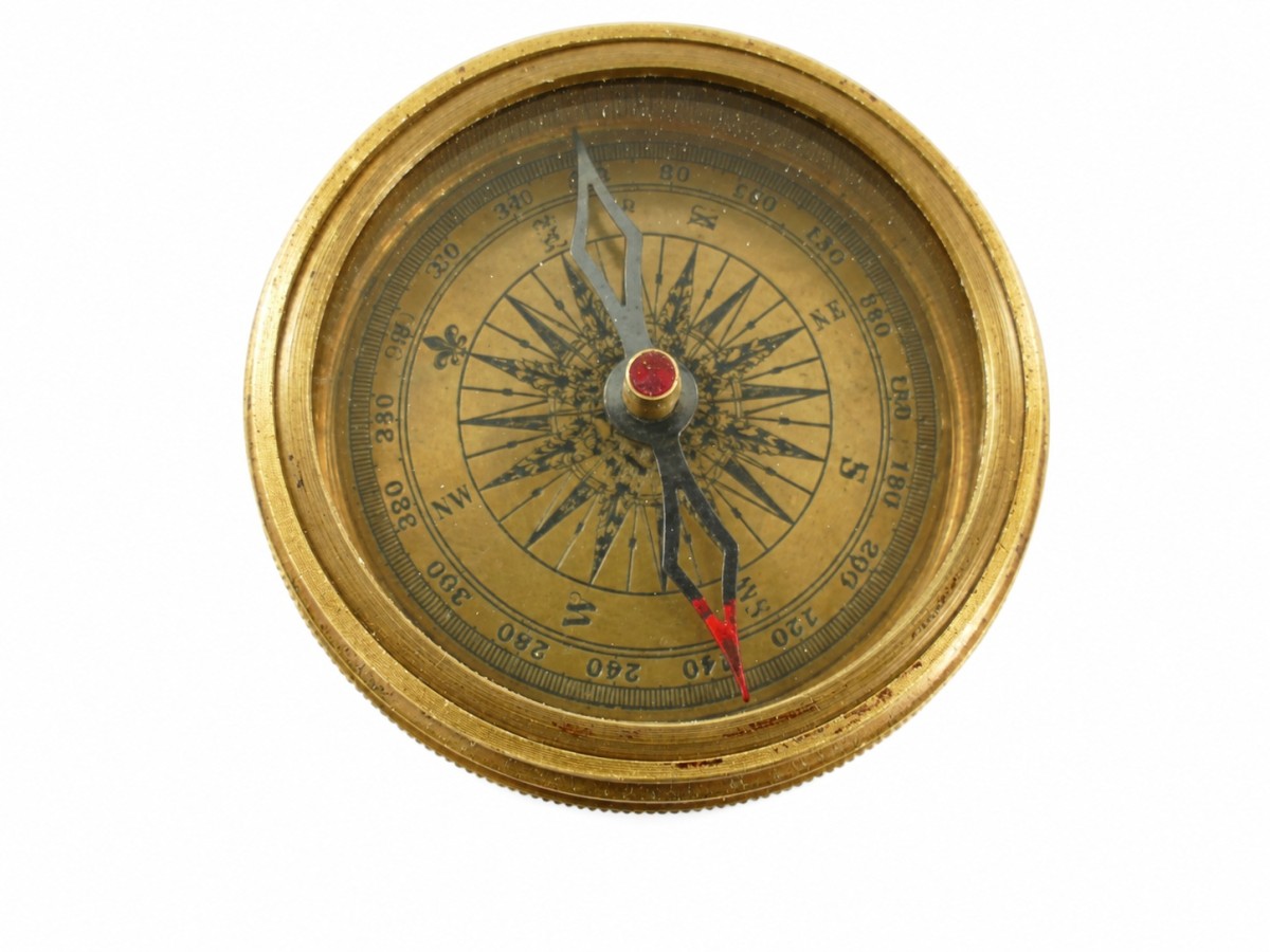 Decorative Antiqued Brass Compass, Ø 6 cm