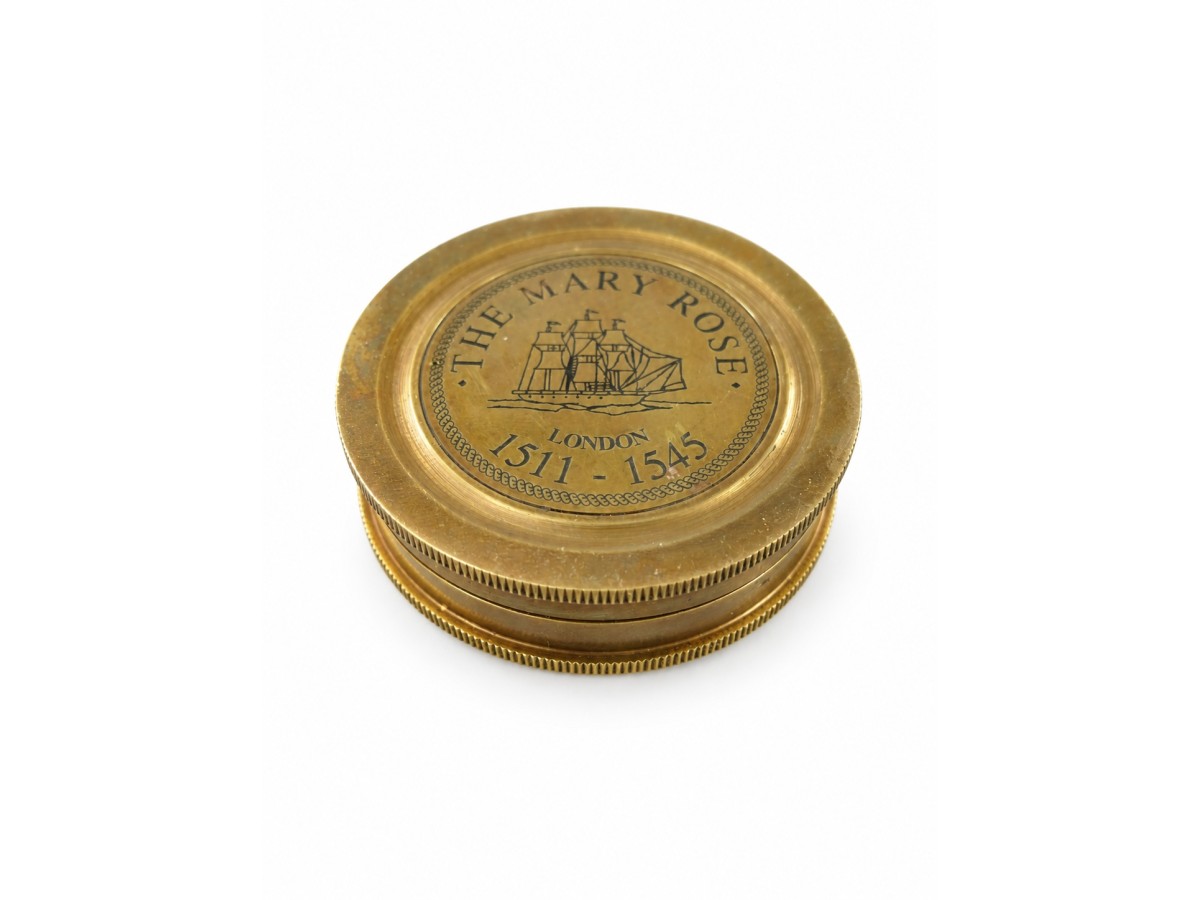 Decorative Antiqued Brass Compass, Ø 6 cm
