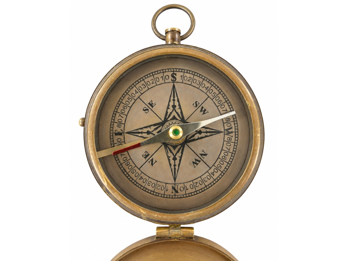 Decorative Antiqued Brass Compass, Ø 8 cm
