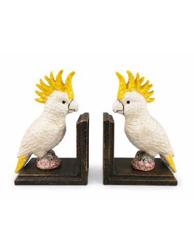 Cast Iron Cockatoo Bookends, Pair