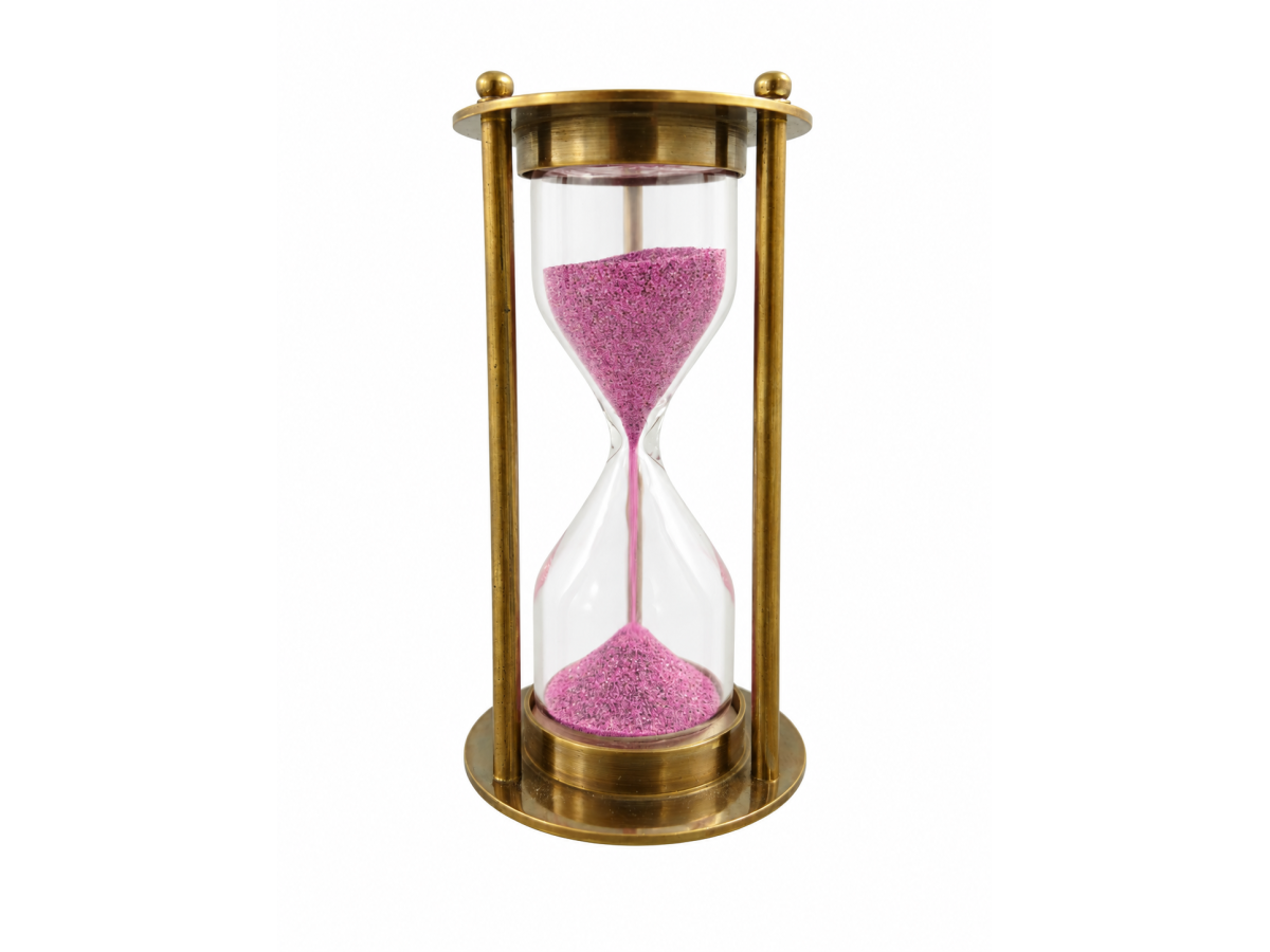Decorative Antiqued Brass Hourglass, 10 × 5 cm