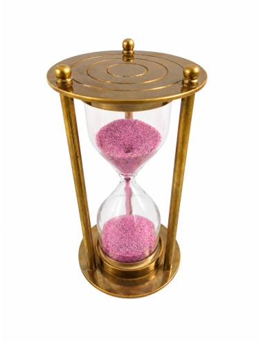 Decorative Antiqued Brass Hourglass, 10 × 5 cm