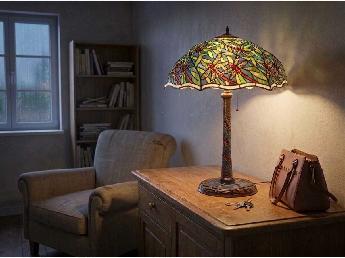 Large Mosaic Tiffany-Style Table Lamp, 80 cm