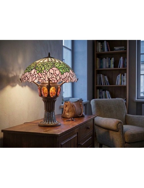 Large Floral Tiffany-Style Table Lamp, 70.5 cm