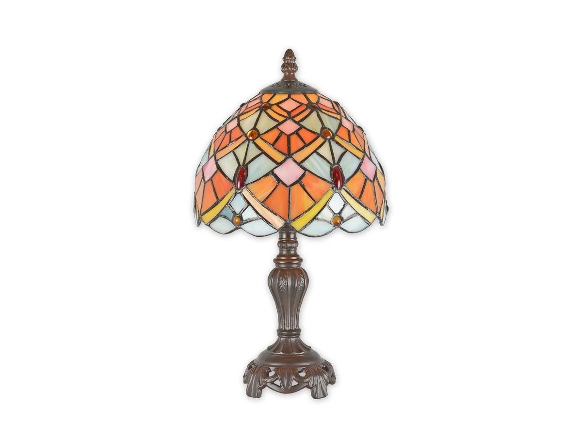 Amber Floral Tiffany-Style Table Lamp, 35.5 cm