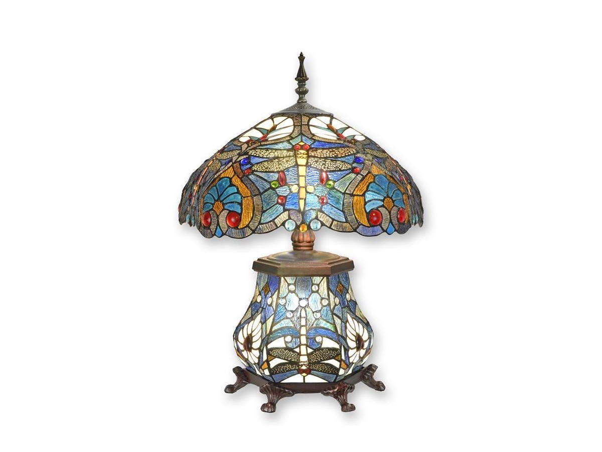 Ornate Tiffany-Style Table Lamp with Decorative Base, 60 cm