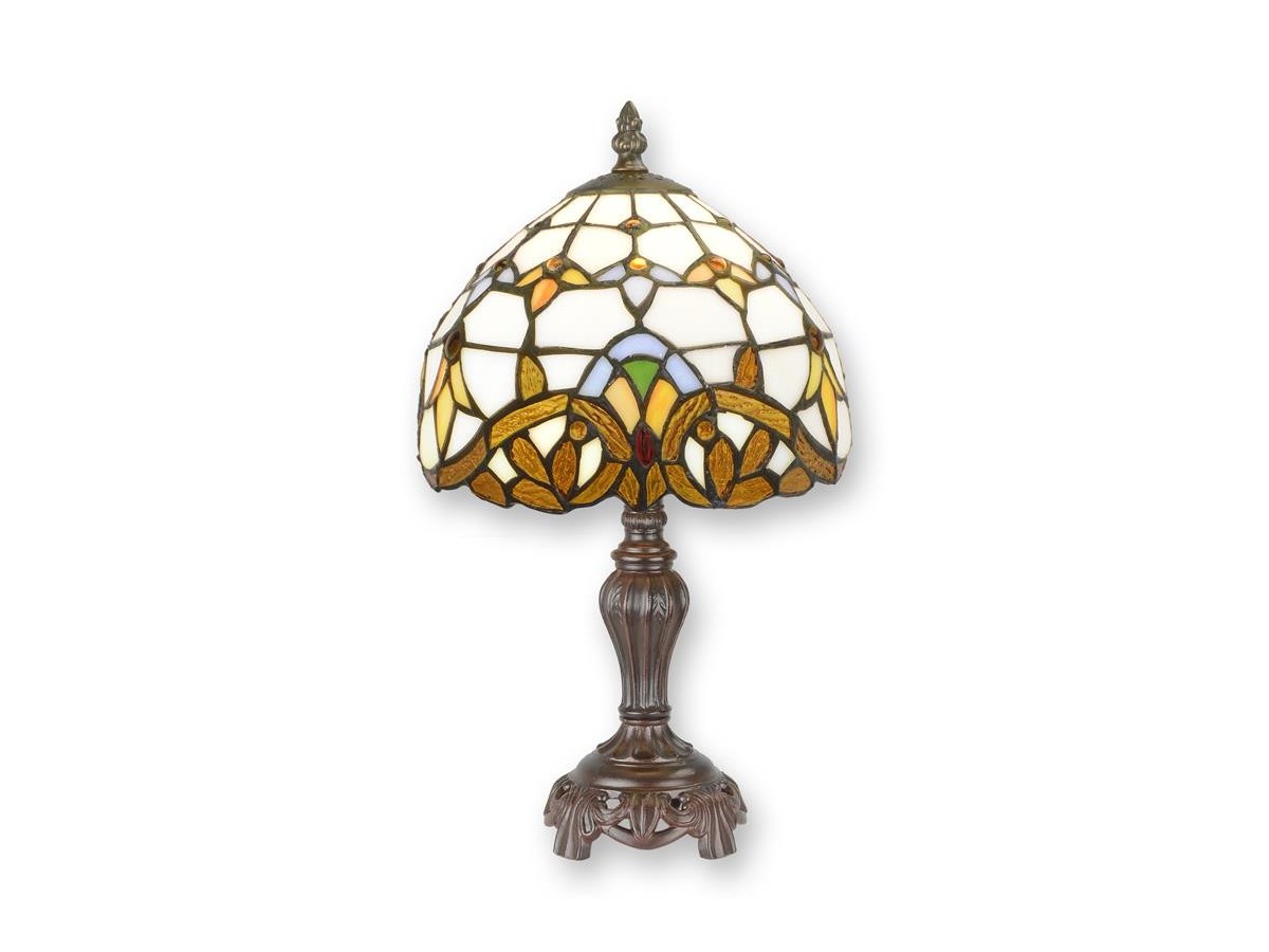 Amber Geometric Tiffany-Style Table Lamp, 35.5 cm