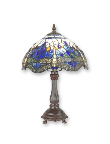 Blue Floral Tiffany-Style Table Lamp, 40 cm